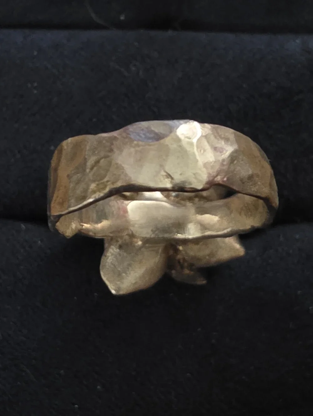 925 Silver Hammered Flower Ring (Vintage)